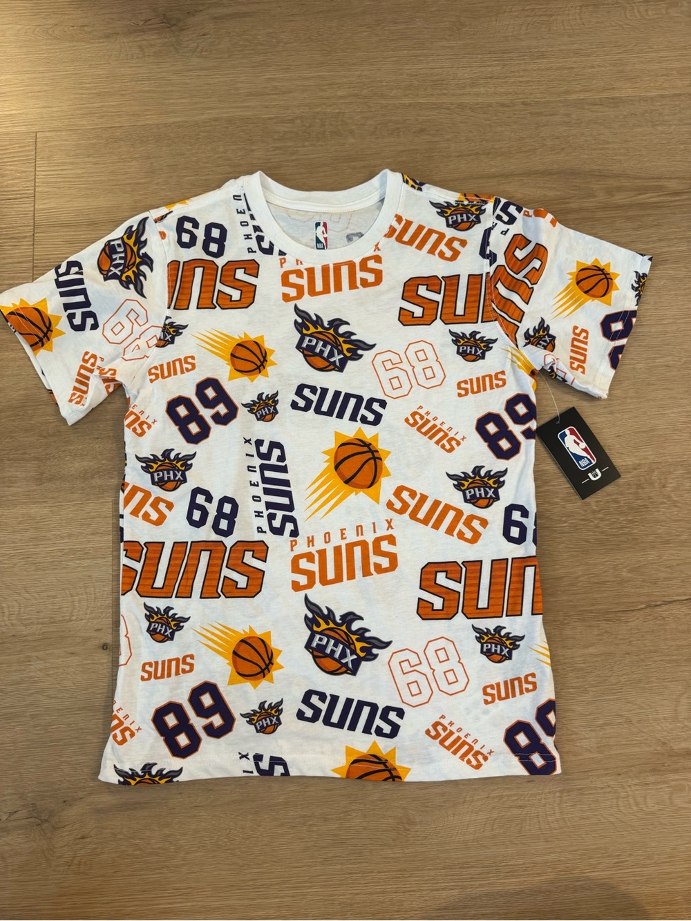 NBA Phoenix Suns White Tee with Orange and Purple Logos